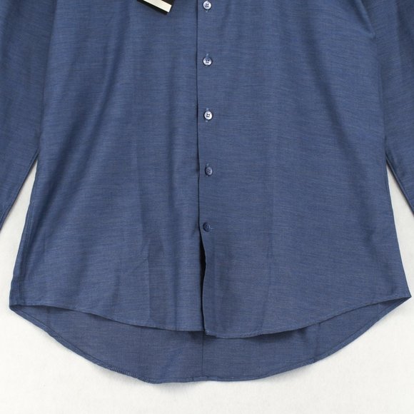 Vardama Dress Shirt Men Button Down Dover Textured Slim Fit Shirt Blue 17.5 - Picture 6 of 9